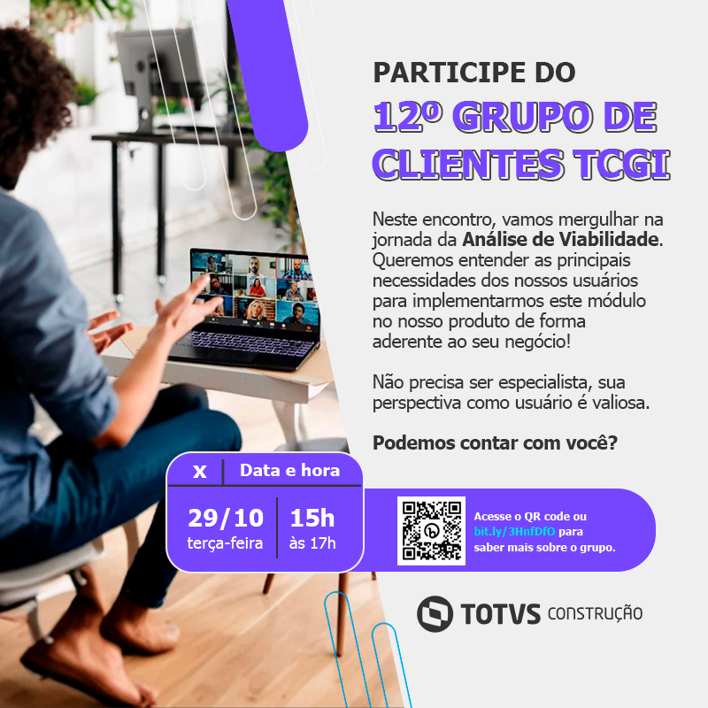 Imagem de convite para o 12º Grupo de Clientes Grupo de Clientes do TCGI