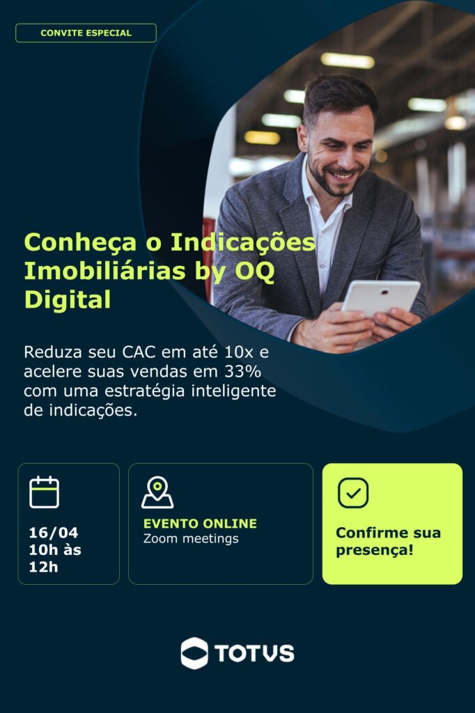 Imagem de divulgação do Webinar Indicações Imobiliárias by OQ digital